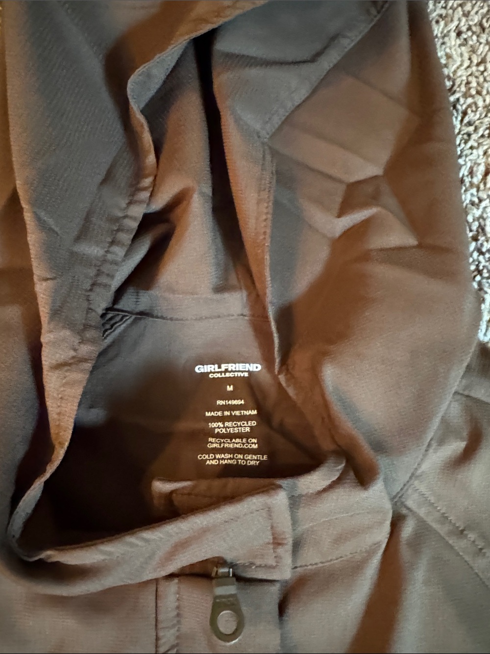 Girlfriend Collective Windbreaker Crop Hooded Jacket Brown - Picture 2 of 4